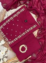 Premium Muslin Dark Pink Traditional Wear Hand Work Readymade 3 Pcs Kurti 